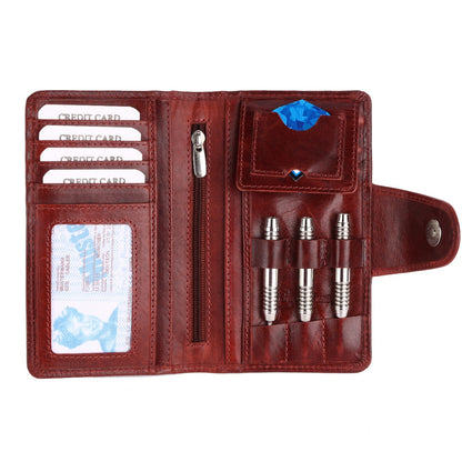 CRICKET-GIFTS The Ultimate Buffalo Leather Darts Wallet - Red with white stitching
