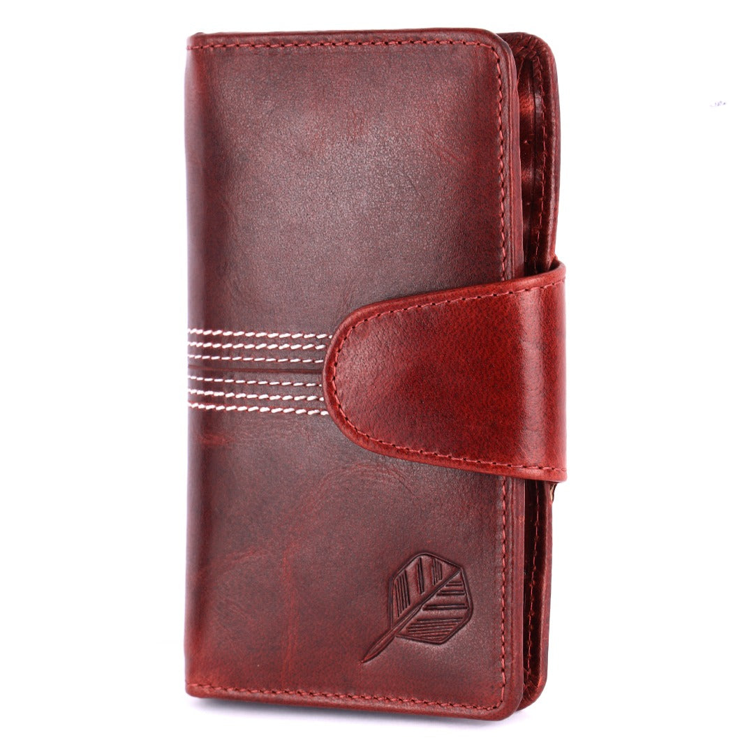 CRICKET-GIFTS The Ultimate Buffalo Leather Darts Wallet - Red with white stitching