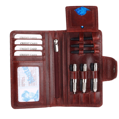 CRICKET-GIFTS The Ultimate Buffalo Leather Darts Wallet - Red with white stitching