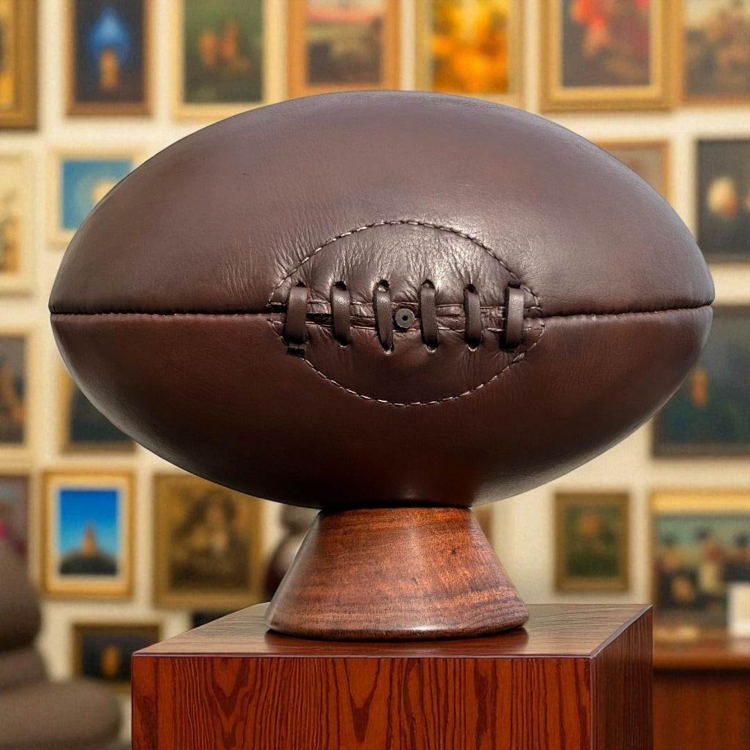 SPORTGIFTZ Leather Size 5 Rugby Ball with Display Stand ? A Classic for Fans & Collectors
