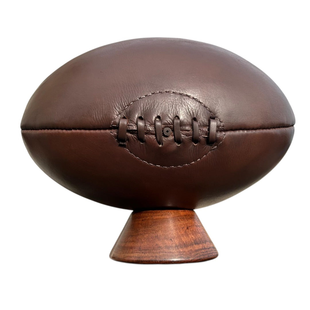 SPORTGIFTZ Leather Size 5 Rugby Ball with Display Stand ? A Classic for Fans & Collectors