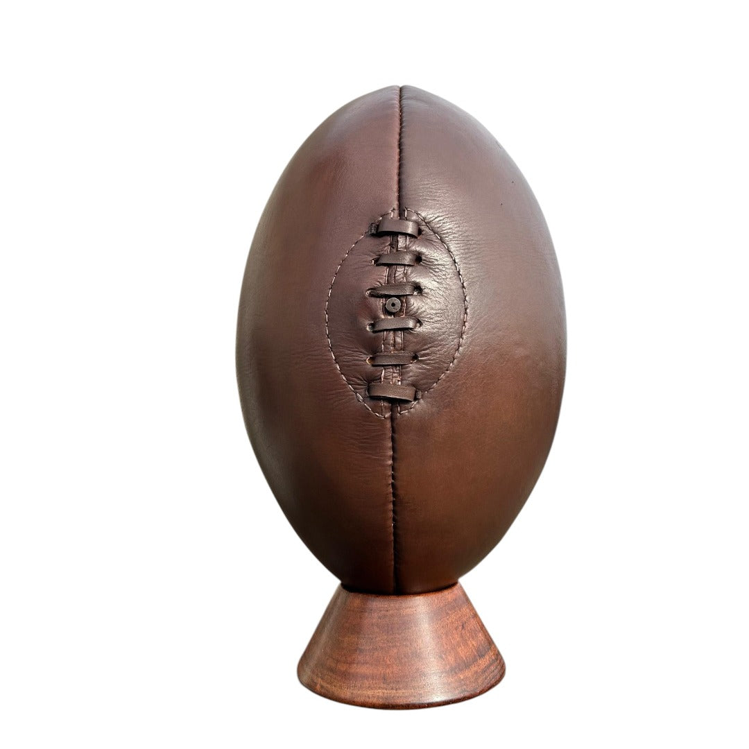 SPORTGIFTZ Leather Size 5 Rugby Ball with Display Stand ? A Classic for Fans & Collectors