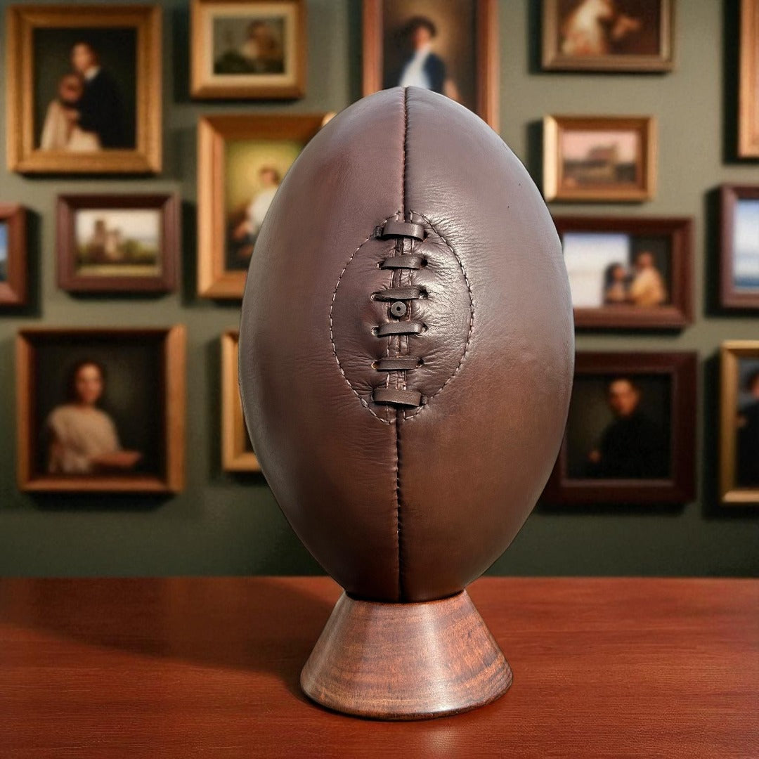 SPORTGIFTZ Leather Size 5 Rugby Ball with Display Stand ? A Classic for Fans & Collectors