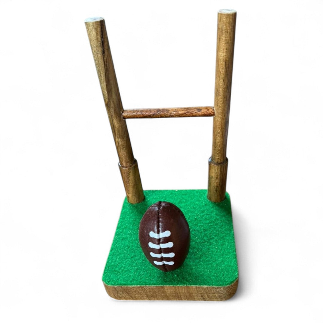 SPORTGIFTZ Desktop Rugby Phone Holder ? Wooden Stand with Rugby Ball Support (DIY Assembly)