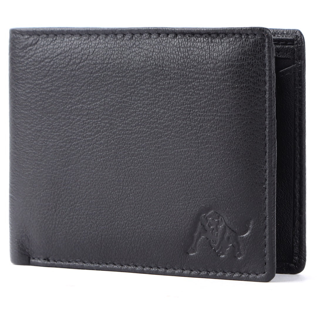 WILDBUFF Mens Black Leather Wallet ? Timeless Everyday Wallet, Gift Ready