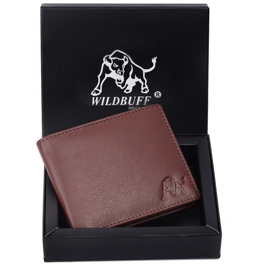 WILDBUFF Mens Brown Leather Wallet - Timeless Everyday Wallet, Gift Ready