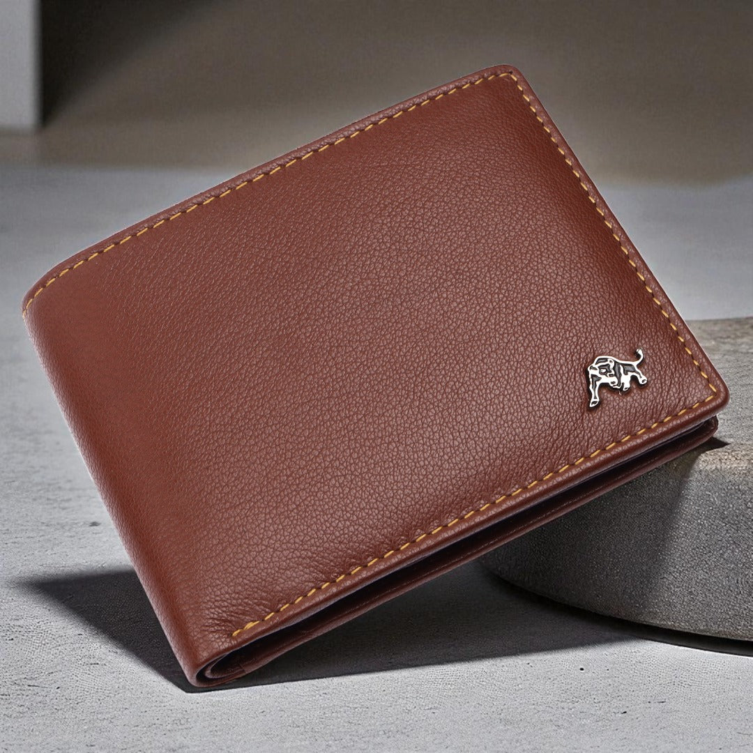 WILDBUFF Mens Black Over Flap Leather Wallet Timeless Everyday Wallet, Gift Ready