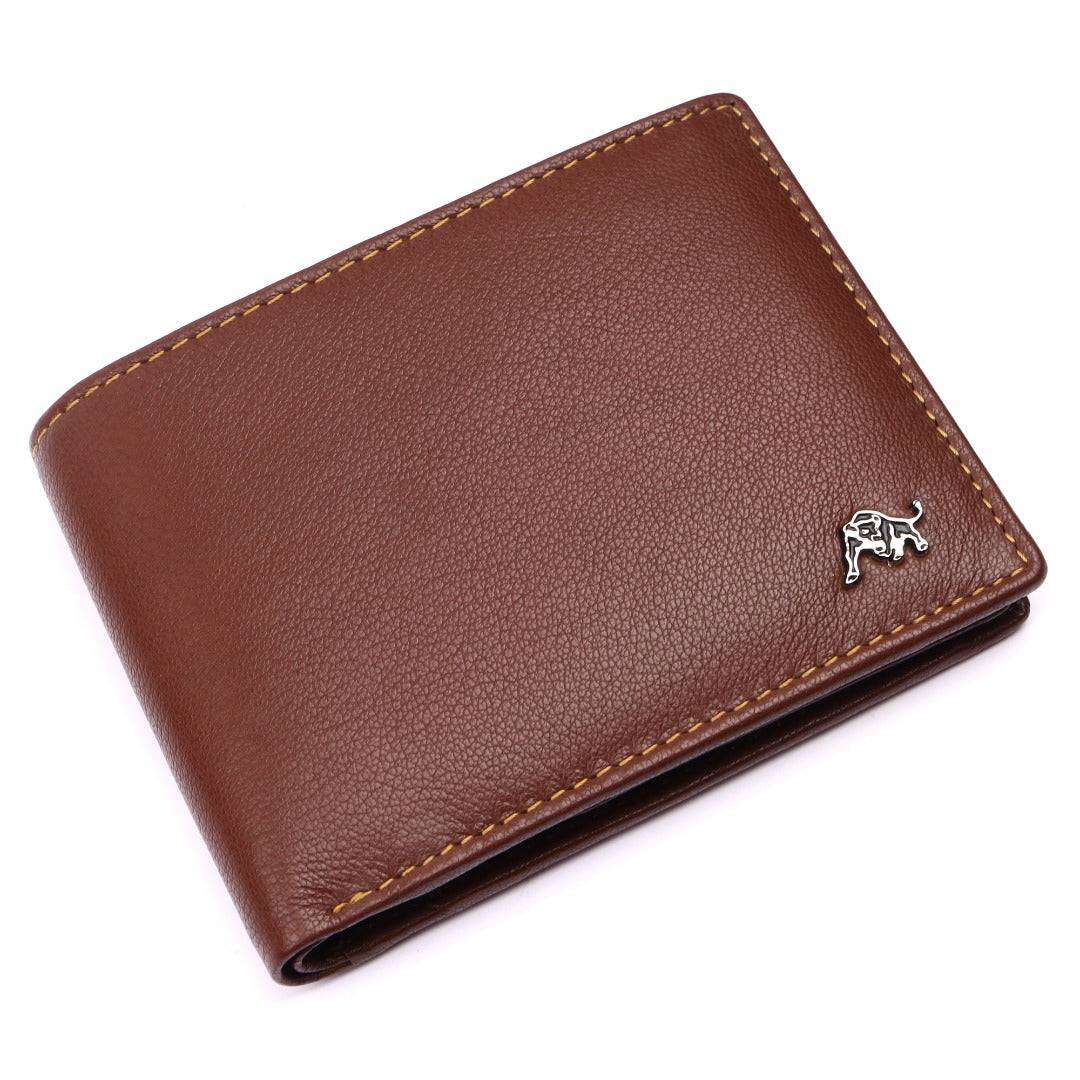 WILDBUFF Mens Black Over Flap Leather Wallet Timeless Everyday Wallet, Gift Ready