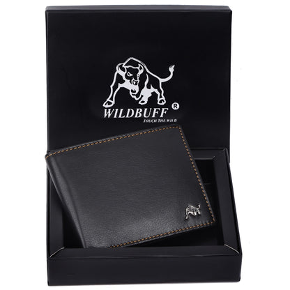 WILDBUFF Mens Brown Over Flap Leather Wallet Timeless Everyday Wallet, Gift Ready
