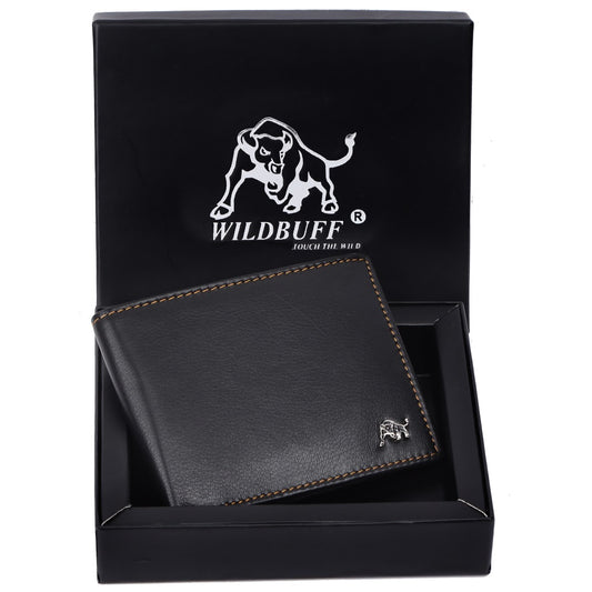 WILDBUFF Mens Brown Over Flap Leather Wallet Timeless Everyday Wallet, Gift Ready