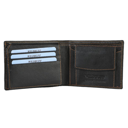 WILDBUFF Mens Brown Over Flap Leather Wallet Timeless Everyday Wallet, Gift Ready