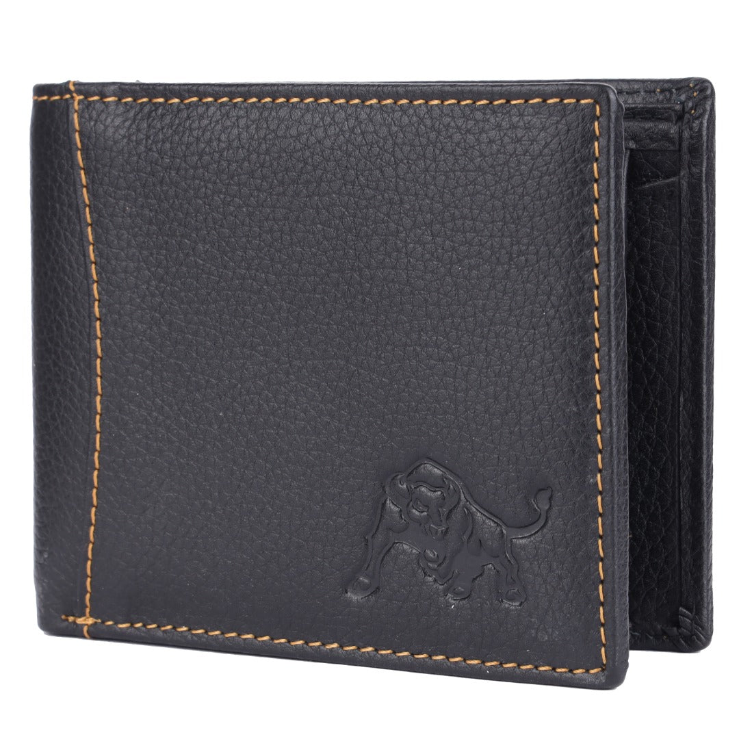 WILDBUFF Mens Black Over Flap Leather Wallet Timeless Everyday Wallet, Gift Ready