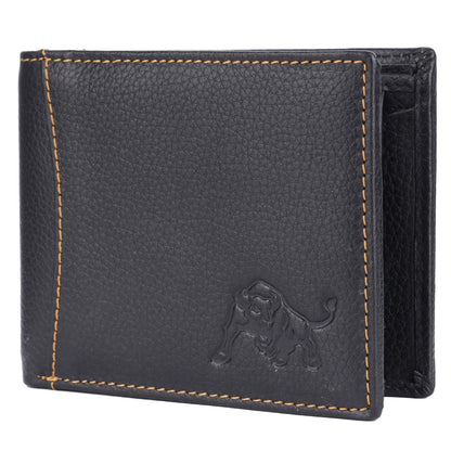 WILDBUFF Mens Black Over Flap Leather Wallet Timeless Everyday Wallet, Gift Ready