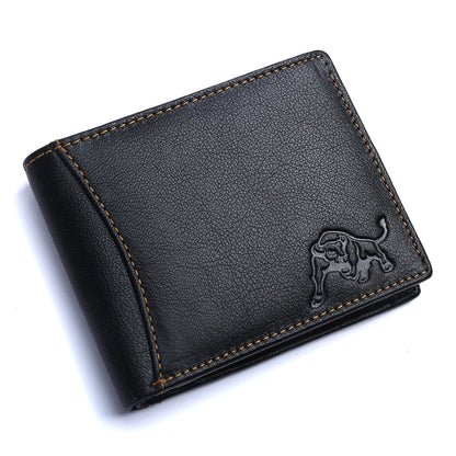 WILDBUFF Mens Black Over Flap Leather Wallet Timeless Everyday Wallet, Gift Ready