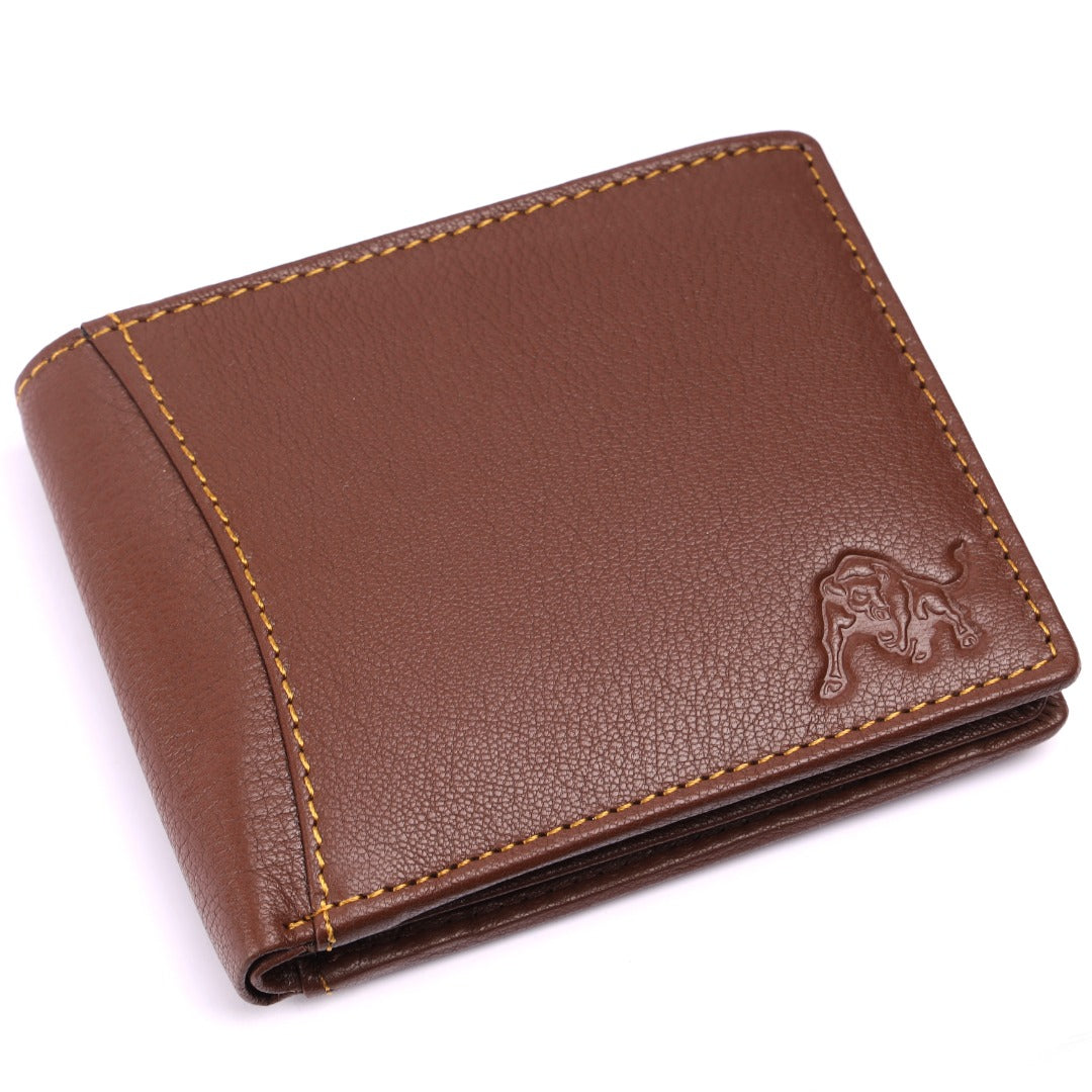 WILDBUFF Mens Brown Over Flap Leather Wallet Timeless Everyday Wallet, Gift Ready
