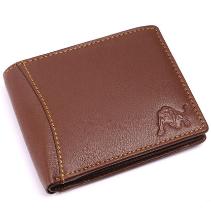 WILDBUFF Mens Brown Over Flap Leather Wallet Timeless Everyday Wallet, Gift Ready