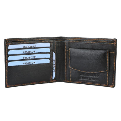 WILDBUFF Mens Black Leather Wallet ? Timeless Everyday Wallet, Gift Ready