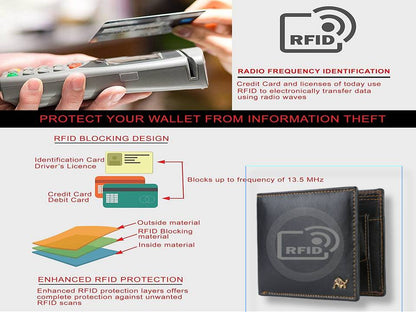 WILDBUFF Mens Black Leather Wallet ? Timeless Everyday Wallet, Gift Ready