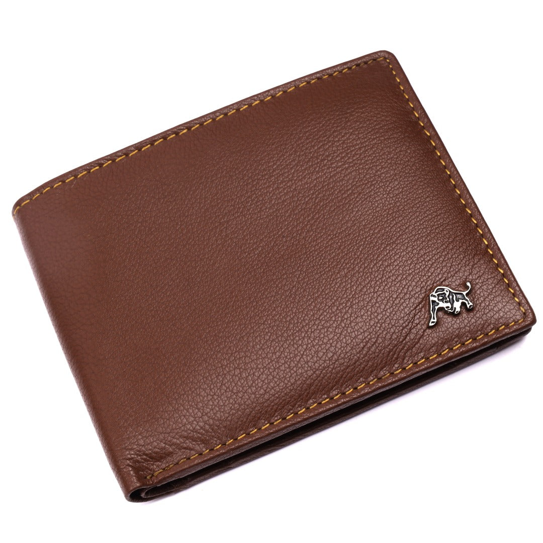 WILDBUFF Mens Brown Leather Wallet Timeless Everyday Wallet, Gift Ready