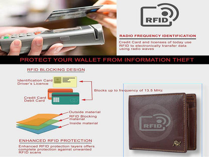 WILDBUFF Mens Brown Leather Wallet Timeless Everyday Wallet, Gift Ready