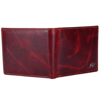 WILDBUFF Mens Maroon Leather Wallet Timeless Everyday Wallet, Gift Ready