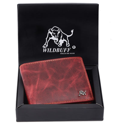 WILDBUFF Mens Maroon Leather Wallet Timeless Everyday Wallet, Gift Ready