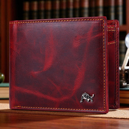 WILDBUFF Mens Maroon Leather Wallet Timeless Everyday Wallet, Gift Ready