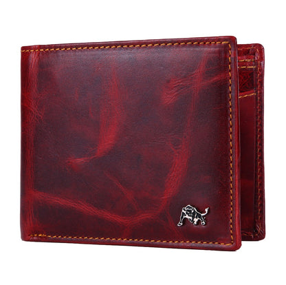 WILDBUFF Mens Maroon Leather Wallet Timeless Everyday Wallet, Gift Ready
