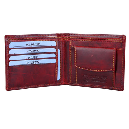 WILDBUFF Mens Maroon Leather Wallet Timeless Everyday Wallet, Gift Ready