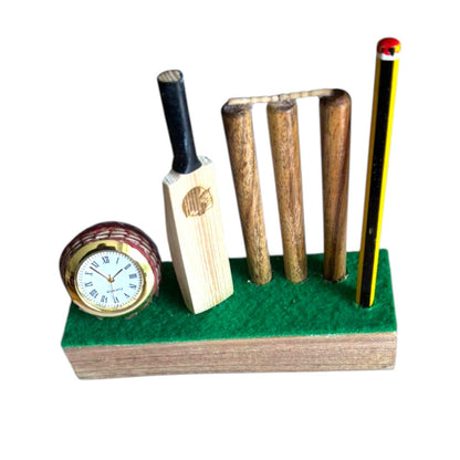 CRICKET-GIFTS Desktop Clock with Pen or Pencil Stand