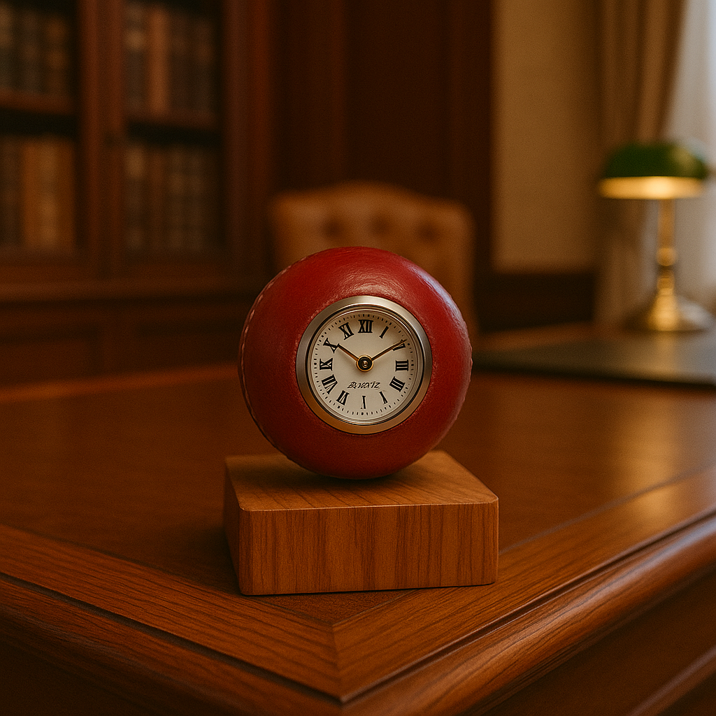 CRICKET-GIFTS - Quartz Cricket Ball Clock | Unique Sporting Design | Silver Face