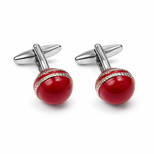 CRICKET-GIFTS Red Cricket Ball Cufflinks in gift box