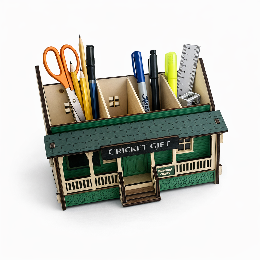 CRICKET-GIFTS Cricket Club Clubhouse Desk Tidy Self Assembly