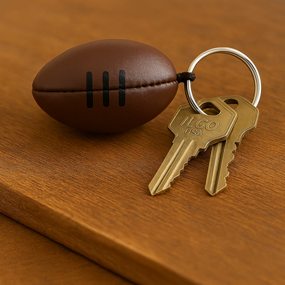 SPORTGIFTZ Rugby Ball Keychain Mini Sports Key Ring Accessory Brown Laces