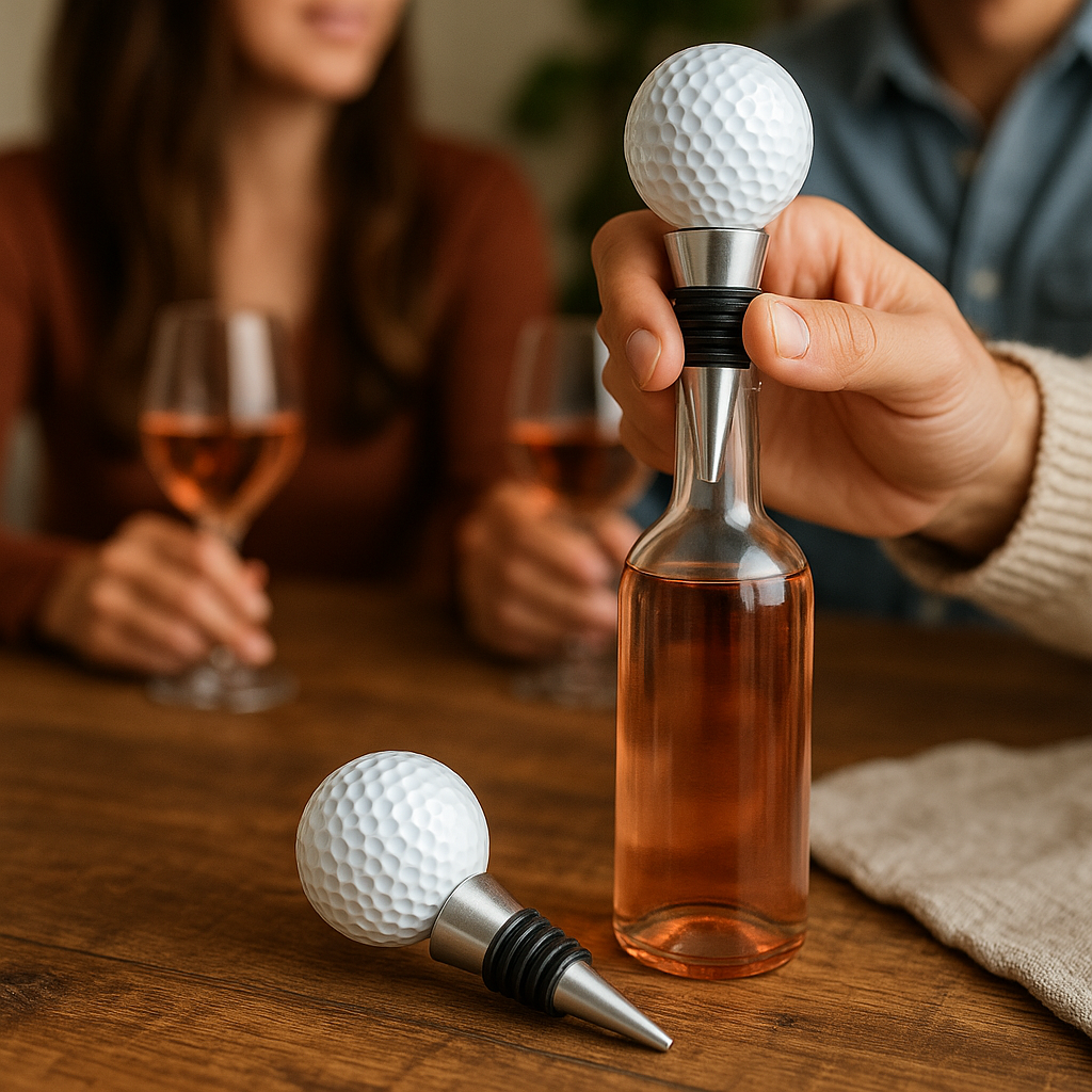 SPORTGIFTZ - Golf Ball Wine & Spirits Bottle Stopper | Genuine Golf Ball | Fits 20mm Neck Bottles | Hand Made