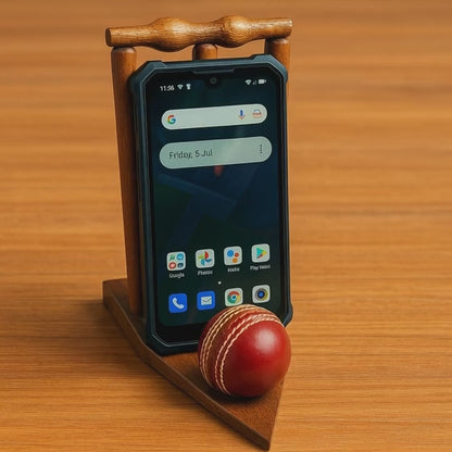 CRICKET-GIFTS - Desktop Phone Holder | Real Wood Design | Ideal for Cricket Fans | 8-Inch Size Fits All Mobiles