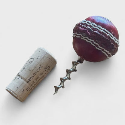 CRICKET-GIFTS - Mini Cricket Ball Wine Opener | Hand Made in UK | 4cm Ball & Metal Auger | Easy Wine Cork Removal | Not for Synthetic Corks