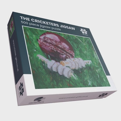 CRICKET-GIFTS - 500 Piece Jigsaw Puzzle | Cricket Ball & Bails | Sustainable UK Design | Recycled Materials | 50cm x 38cm